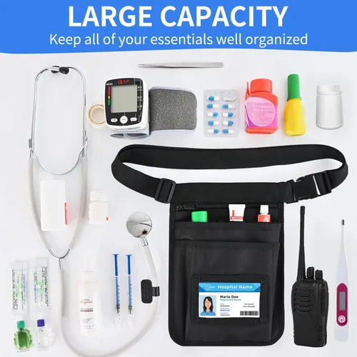 Miniatura 4 de Riñonera de enfermera médica, cinturón de herramientas de enfermería para mujeres, bolsas de enfermería para suministros de trabajo con organizador