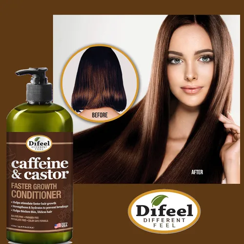 Miniatura 2 de Difeel Acondicionador de cafeína y ricino para un crecimiento más rápido del cabello, 33.8 oz.