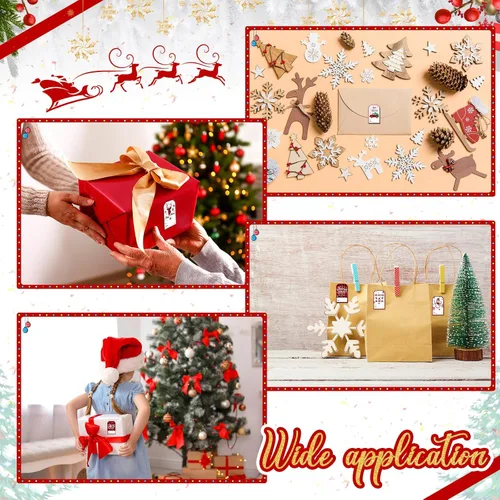 Miniatura 6 de Zonon 720 Piezas Etiquetas Autoadhesivas para Regalos de Navidad Etiquetas de Nombre Kraft de Navidad Pegatinas Kraft Natural de Navidad Etiquetas