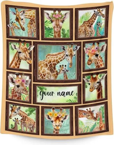 Miniatura 30 de Manta de jirafa para regalo, 30 x 40 pulgadas, bonita manta para adultos y niños, mantas amarillas de felpa suave para sofá, oficina