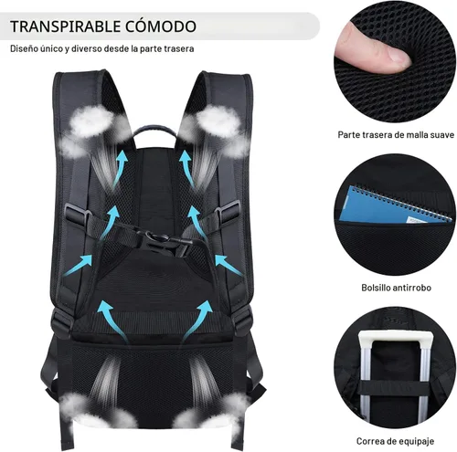 Miniatura 2 de Mochila extra grande de viaje para portátil ANTERK, de 17.3 pulgadas, con puerto USB, de 50L, antirrobo, resistente al agua, mochila de trabajo