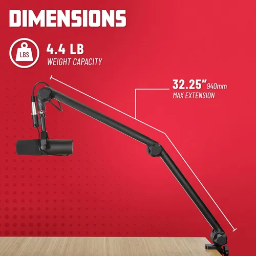 Miniatura 6 de Gator Frameworks - Soporte para micrófono de transmisión montado en escritorio Deluxe para podcasts y grabación; cable XLR integrado, (GFWBCBM3000)