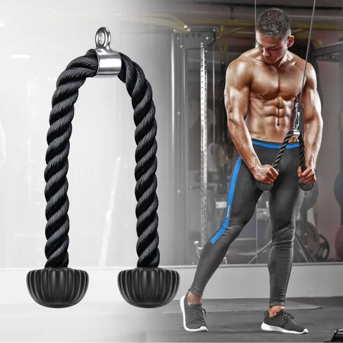 Miniatura 4 de SELEWARE Accesorios de máquinas de cable de barra recta giratoria para gimnasio, barra de tracción barra de presión con mango de goma Cuerda