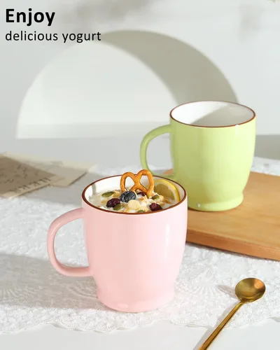 Miniatura 5 de Taza de café verde, taza de café de 16.5 onzas, apta para lavavajillas, taza de té de cerámica con mango grande, taza de café grande para café