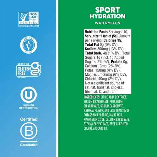 Miniatura 5 de Nuun Tabletas deportivas de electrolitos con magnesio, calcio, potasio, cloruro y sodio, sin gluten y veganas, sandía, paquete de 8