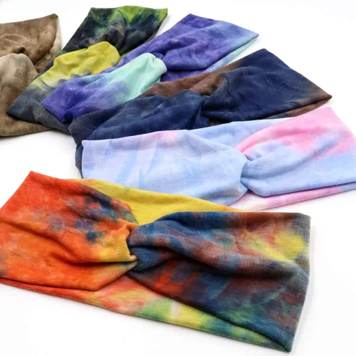 Miniatura 3 de NODG 6 diademas de teñido anudado para mujer, turbante de nudo, turbante de nudo, diademas de yoga anudadas bohemias, bandas cruzadas