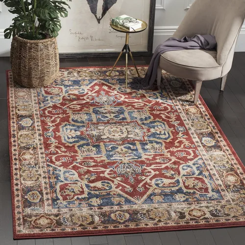 Miniatura 6 de SAFAVIEH Bijar Collection BIJ605R - Alfombra tradicional oriental, envejecida, no desprende pelusa, 2 pies 3 pulgadas x 12 pies, color rojo y azul