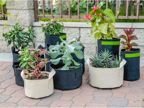 Miniatura 5 de 247Garden Paquete de 2 bolsas de cultivo de 200 galones/macetas de tela de aireación con asas (300 GSM, negro, 24A x 50D)