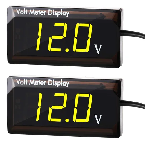 Miniatura 8 de 2 Piezas de Voltímetro Digital para Coche DC 4 a 28V, Medidor de Voltaje 12V, Medidor de Audio para Coche, Pantalla LED, Voltímetro de Voltaje