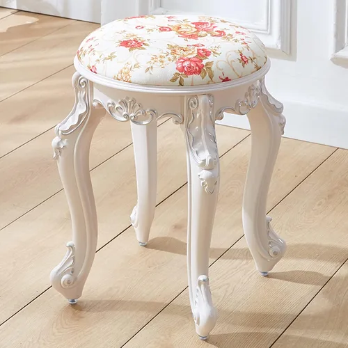 Miniatura 16 de Taburete de tocador, taburete de maquillaje, banco acolchado, asiento de piano en dormitorio, baño, pata de acero de plástico ABS, 16.9 in