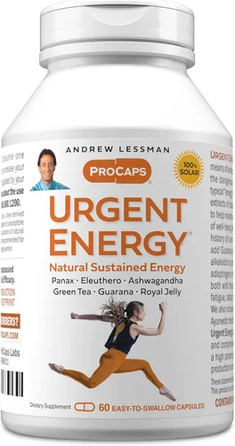ANDREW LESSMAN Urgent Energy 60 cápsulas - Proporciona un medio seguro y saludable para mejorar los niveles de energía y la sensación de bienestar,
