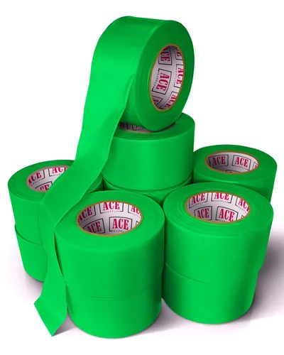 ACE Supply Cinta de señalización verde, paquete de 144 unidades, cinta de levantamiento no adhesiva, 1.5 pulgadas de ancho, 150 pies de largo, 2