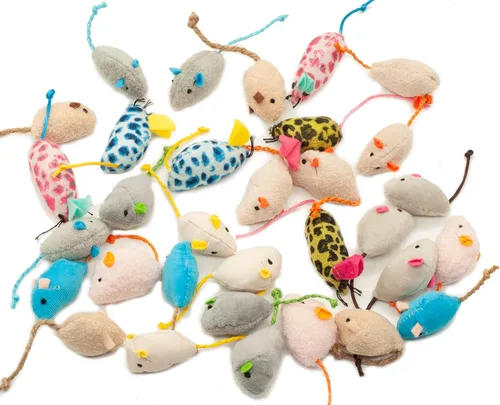 Miniatura 3 de Fashion's Talk Mouse Cat Toys - Ratones de felpa suave con hierba gatera, estilo surtido, paquete variado de 32