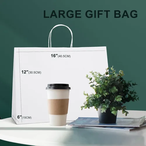 Miniatura 2 de Metronic - Bolsas de regalo de papel kraft con asas de 16 x 6 x 12 pulgadas, paquete de 6000 Para Navidad, recuerdos de fiesta de cumpleaños