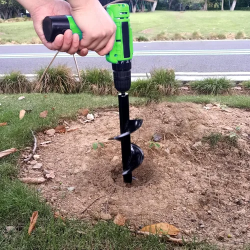 Miniatura 7 de Broca de taladro de servicio pesado de 4"X16" para plantar - Broca en espiral de jardín - Herramienta plantadora de bulbos y excavadora de agujeros
