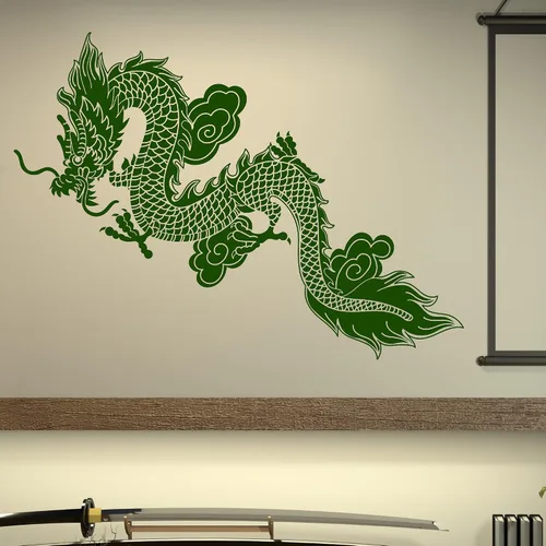Miniatura 4 de Vinilo adhesivo de pared chino dragón volador fantasía estilo asiático pegatinas gran decoración (1358ig) negro