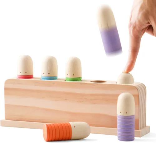Juguete Pop Up Multicolor Marionetas | Juguetes de madera para clasificar colores | Juguetes a juego de colores STEM Montessori | Juguetes