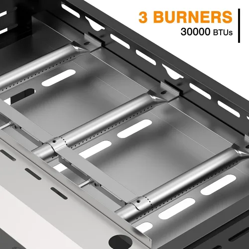 Miniatura 4 de Parrilla de gas para barbacoa de 3 quemadores, 25.6 pulgadas de acero inoxidable portátil a propano, parrilla plana de 30,000 BTU para acampar
