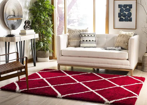Miniatura 72 de SAFAVIEH - Alfombra de la colección Hudson Shag, diseño de enrejado moderno, no desprende pelusa y fácil de cuidar, 2 pulgadas de grosor, ideal