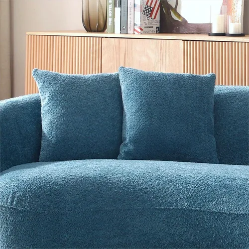 Miniatura 6 de KEVINSPACE Sofá curvo de 101 pulgadas, 4 asientos, moderno sofá de tela boucle de lujo, sofás de respaldo curvado de mediados de siglo, moderno