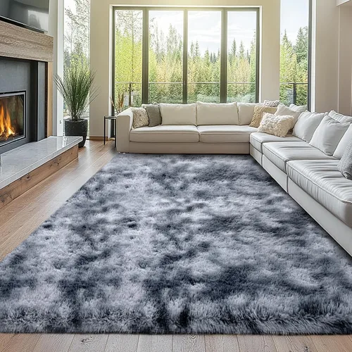 Miniatura 13 de Topmaxcs Alfombra de Área de Pelo Largo Negro para Dormitorio: 8x10 Alfombras de Área de Pelo Largo Esponjosas para Sala de Estar- Alfombras