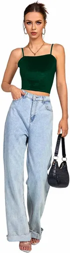 Miniatura 4 de Vrtige Camiseta corta sin mangas con tirantes delgados de terciopelo para mujer