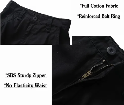 Miniatura 3 de Pantalones cargo de algodón para hombre, estilo casual, ajuste relajado, pierna recta, pantalones de trabajo de combate con 10 bolsillos