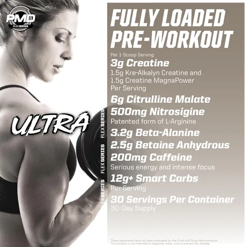 Miniatura 5 de PMD Sports Pump Fuel Ultra Medium Stim - Polvo Premium para antes del entrenamiento y bomba muscular, mayor enfoque, resistencia y recuperación