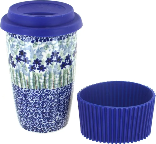 Miniatura 7 de Blue Rose Polish Pottery - Taza de café de viaje de mariposa amarilla y azul - 12 oz - Taza para llevar, se adapta a la mayoría de portavasos