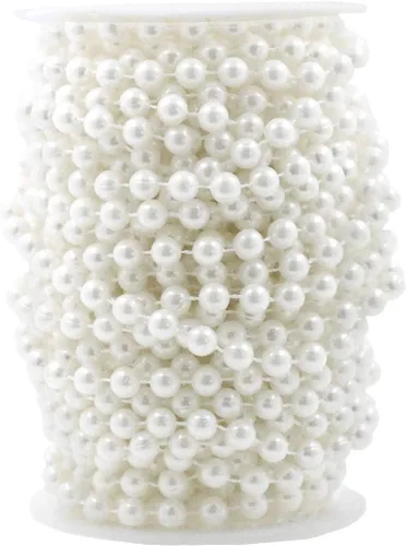 Miniatura 31 de Mandala Crafts Rollo de cadena de perlas negras de 0.157 pulgadas (0.157 in), guirnalda de perlas de 44 yardas para decoración de bodas, arreglos