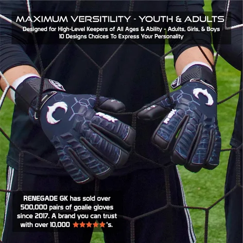 Miniatura 2 de Renegade GK Eclipse - Guantes de portero de fútbol de nivel profesional, para adultos y jóvenes (tallas 7 a 12, nivel 5) agarre de contacto EXT