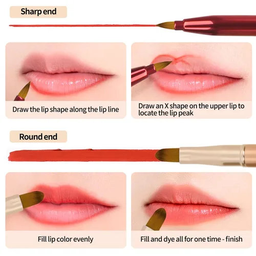 Miniatura 4 de Unaone [Paquete de 2] Cepillo de labios para lápiz labial, cepillos de labios retráctiles, cepillo de maquillaje de doble extremo para lápiz labial