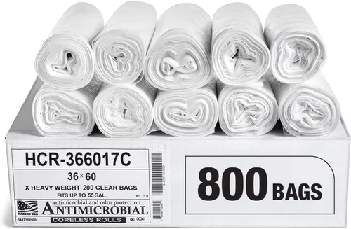 Miniatura 34 de Aluf Plastics Bolsas de basura de alta densidad, 10 galones, 1000 unidades, 6 micrones (eq), 24" x 24", transparentes, para baño, oficina