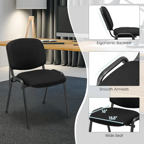 Miniatura 7 de COSTWAY Juego de 8 sillas de sala de espera, sillas de conferencias apilables con asiento y respaldo tapizados, sillas ergonómicas de recepción
