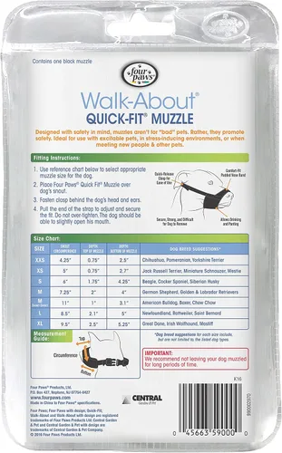 Miniatura 6 de Four Paws Walk-About - Bozal ajustable para perros medianos, de ajuste rápido, lavable y transpirable, color negro, 1 unidad