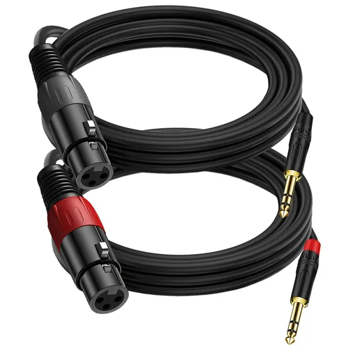 LanSenSu Adaptador estéreo XLR a 1/4 TRS - XLR hembra a 1/4 de pulgada (0.250 in) cable adaptador de audio de micrófono equilibrado estéreo, paquete