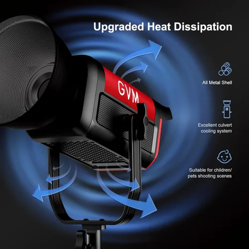 Miniatura 6 de GVM - Luz de video LED de 200 W, salida continua de 2700 K-6800 K, luz LED COB con control de aplicación DMX/Bluetooth, luz de estudio de YouTube