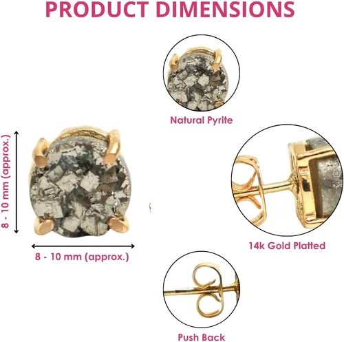 Miniatura 57 de Gempires Natural Raw Prong Setting Stud Earrings, 8-10 mm Crystals Earring, Handmade Jewelry, Gift for Her