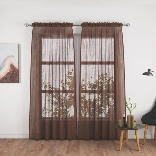 Miniatura 54 de UPOPO Paneles de Cortina Beige Pequeños Cortinas Transparentes de Gasa de 16 Pulgadas de Largo Cortinas de Cocina de Voile con Textura de Lino