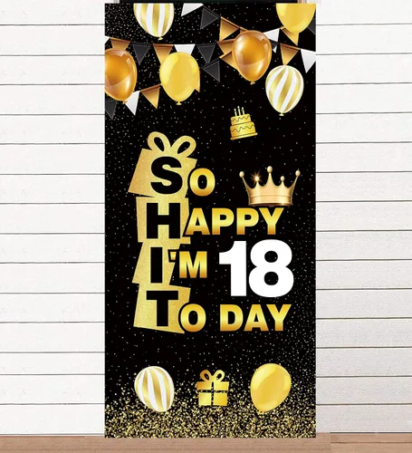 Miniatura 10 de So Happy I'M 13 Today - Pancarta de fondo de oro negro con corona de hallo decimotercera alegría a 13 años de edad, decoración temática para hombre