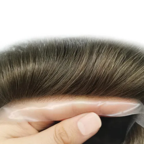 Miniatura 3 de Tupé de piel ultrafina para hombres Piezas de pelo Sistema de reemplazo Real Cabello humano Piezas para hombres Toupee Protesis Capilar Para Hombre