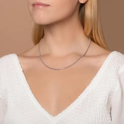 Miniatura 2 de PORI JEWELERS Collar de cadena de plata de ley 925 de 0.118 in, 0.157 in, 0.197 in, con corte lunar, fabricado en Italia, amarillo, plata