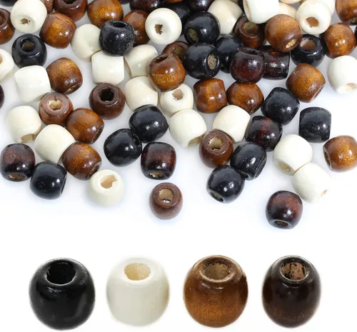 Miniatura 12 de 200 piezas de cuentas de madera natural con agujero grande, BetterJonny - 20 mm de cuentas rondelle redondas de madera sueltas, cuentas de madera