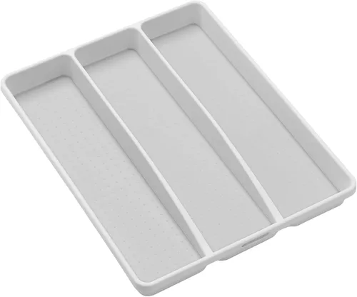 Miniatura 8 de madesmart Bandeja clásica de plástico con 3 compartimentos para cajones, bandeja de almacenamiento multiusos, organizador de cajones, carbón grande