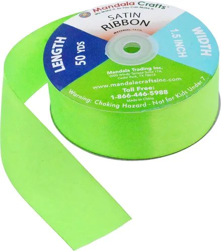 Miniatura 3 de Mandala Crafts Cinta de satén verde manzana para manualidades, cintas de tela de 1.5 pulgadas de ancho de 50 yardas para envolver regalos, ramos