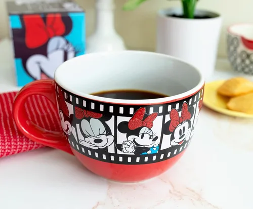 Miniatura 4 de Disney Minnie Mouse - Taza de sopa de cerámica con carrete de película Tazón para helado, cereales, avena Taza de café grande para expreso