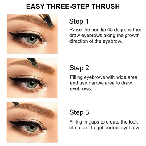 Miniatura 4 de Boobeen 2 lápices de cejas impermeables – Bolígrafo de tatuaje de cejas Microblading con un aplicador de punta de microhorquilla – Crea cejas