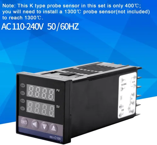 Miniatura 4 de Kit de controlador de temperatura PID LED REX-C100 con 40A SSR K Tipo Sensor de sonda AC 110V-240V 32.0 °F~2,372.0 °F Función de alarma para equipos