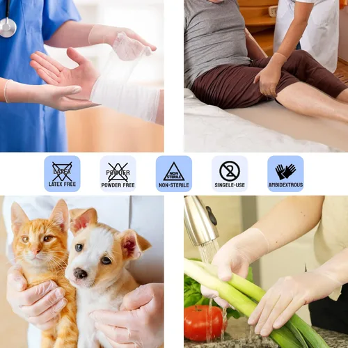 Miniatura 3 de Safe Health Vinyl Exam Disposable Gloves, Free of Latex & Powder, Clear, 3.5 Mil, Medical Grade