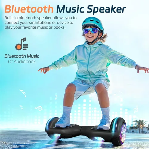 Miniatura 6 de Scooter con luces LED Bluetooth Corlorful, ruedas de 6.5 pulgadas, scooter de motor dual de 300 W para niños, niñas, niños y adultos, todas